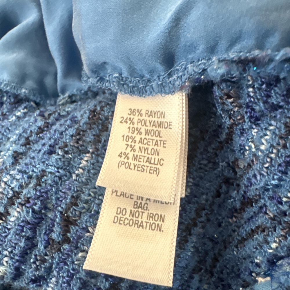 St. John Blue Bouclé Knit Blazer with Rhinestone Buttons - Picture 9 of 9